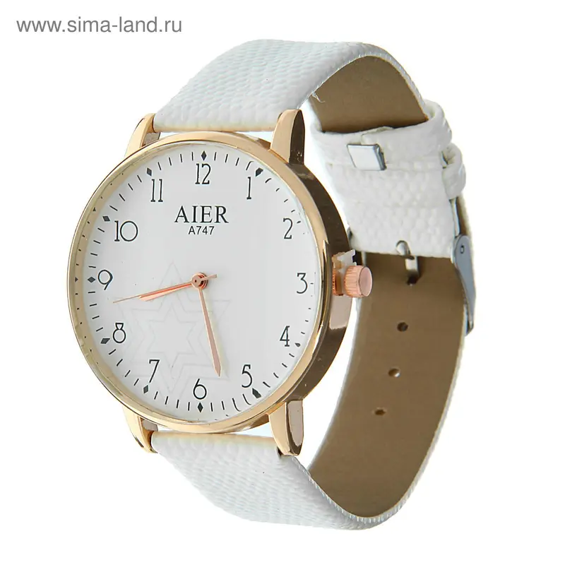 Часы наручные женские "Aier" классика, все цифры, ремешок белый