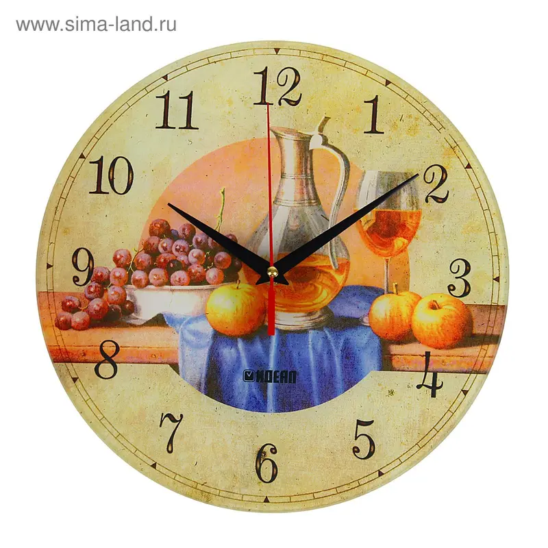 Часы настенные "Кувшин", стекло,круг,28х28см