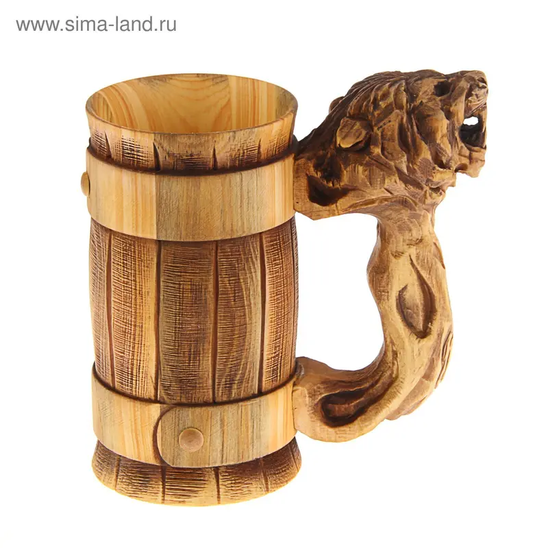 Кружка резная, лев
