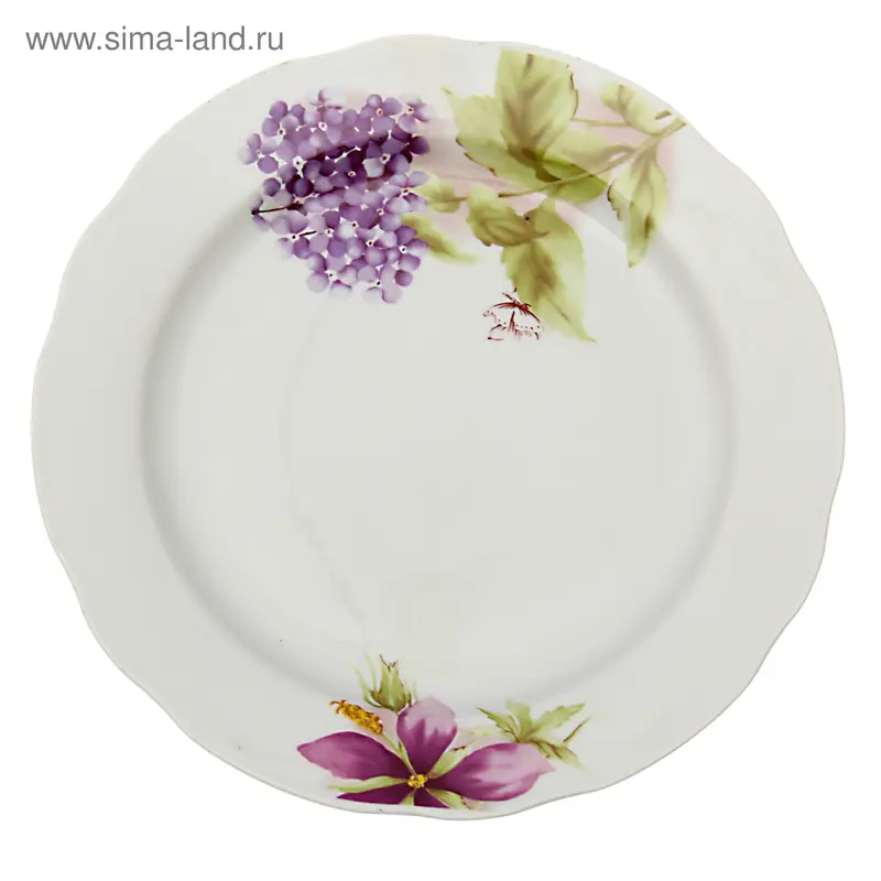 Тарелка мелкая d=24 см "Альпийские цветы", рисунок МИКС