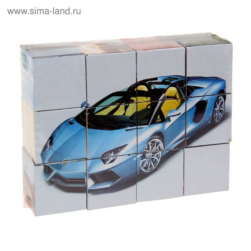Кубики "Автомобили" пластик, 12 штук