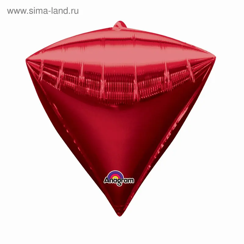 Шар фольгированный 17" 3D-алмаз, металл, цвет красный