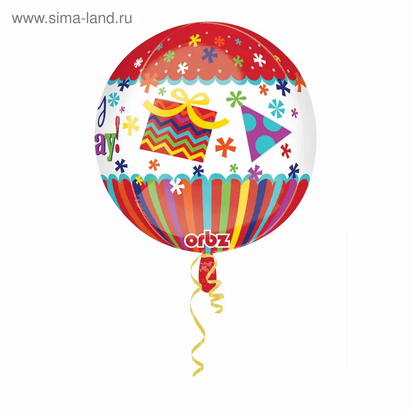 Шар фольгированный 16" Happy Birthday «Искры и полосы», 3D-сфера