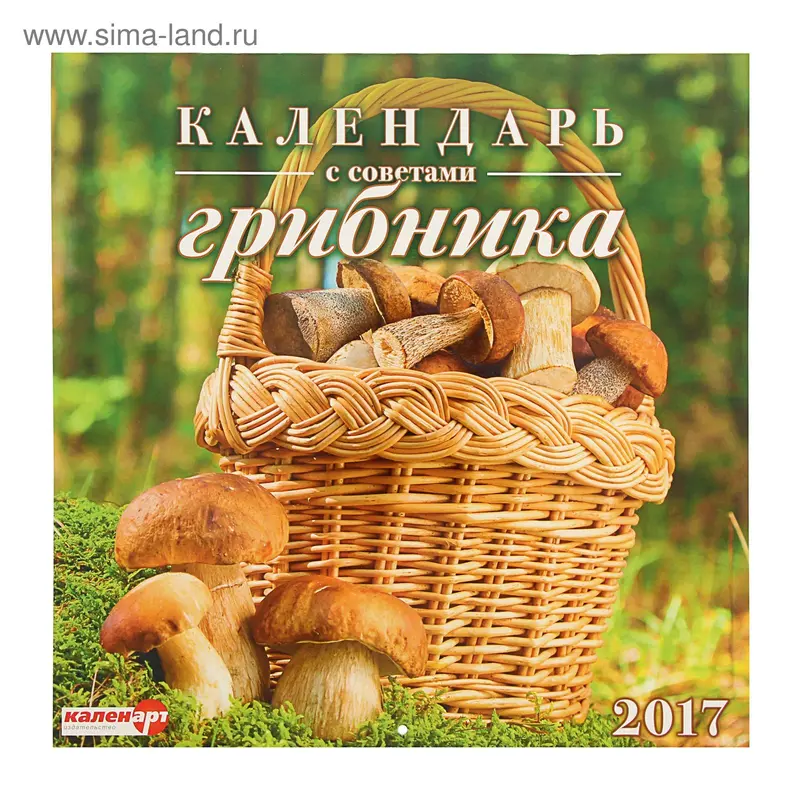 Календарь на скрепке 30х30 см "Календарь грибника