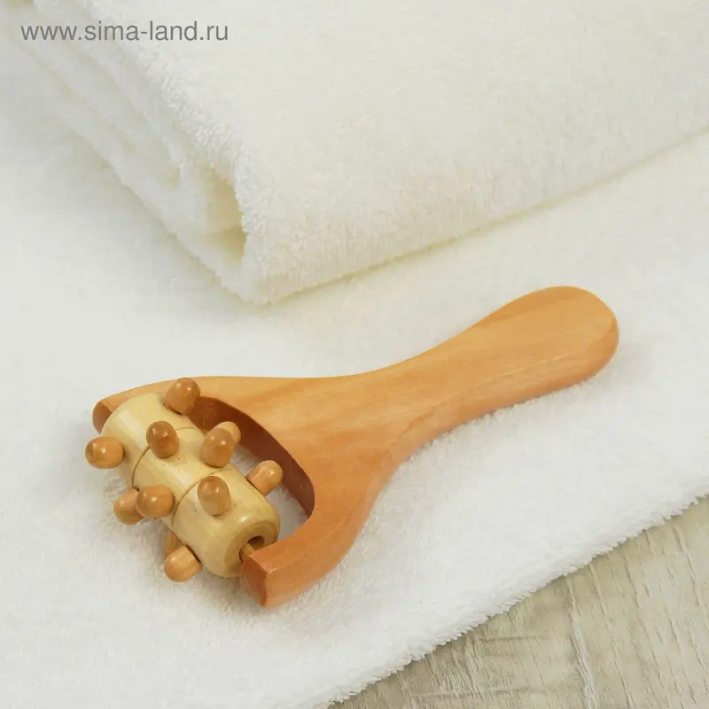 Массажер деревянный на ручке, с шипами