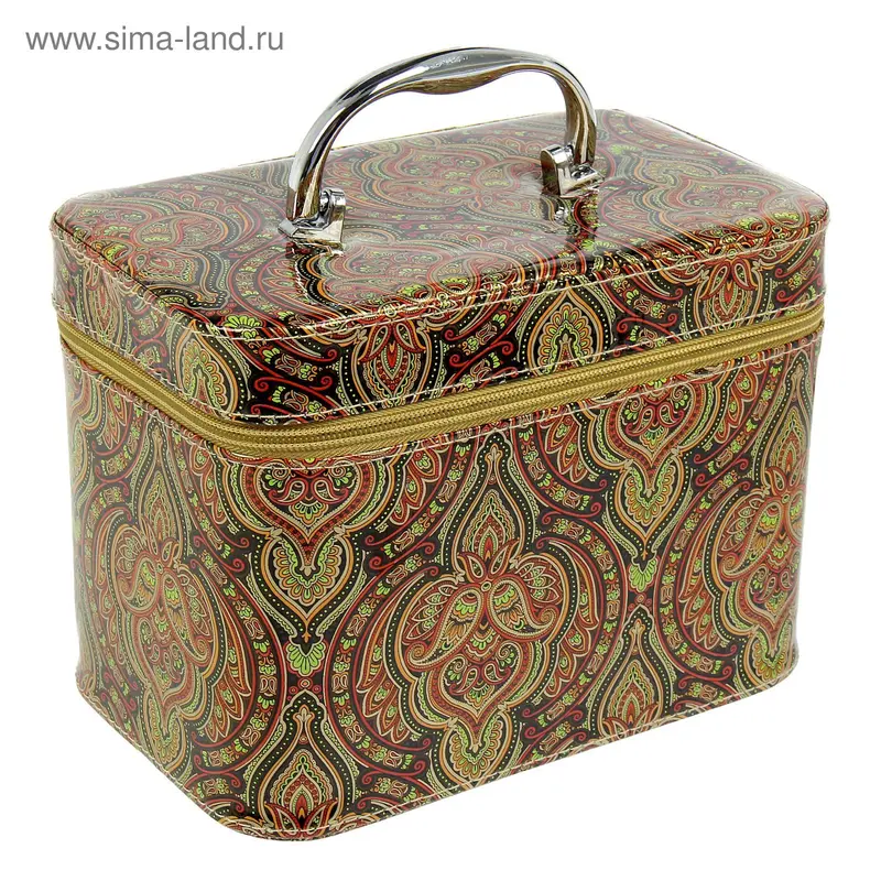 Шкатулка кожзам с зеркалом "Охра" 23х16х14,5 см
