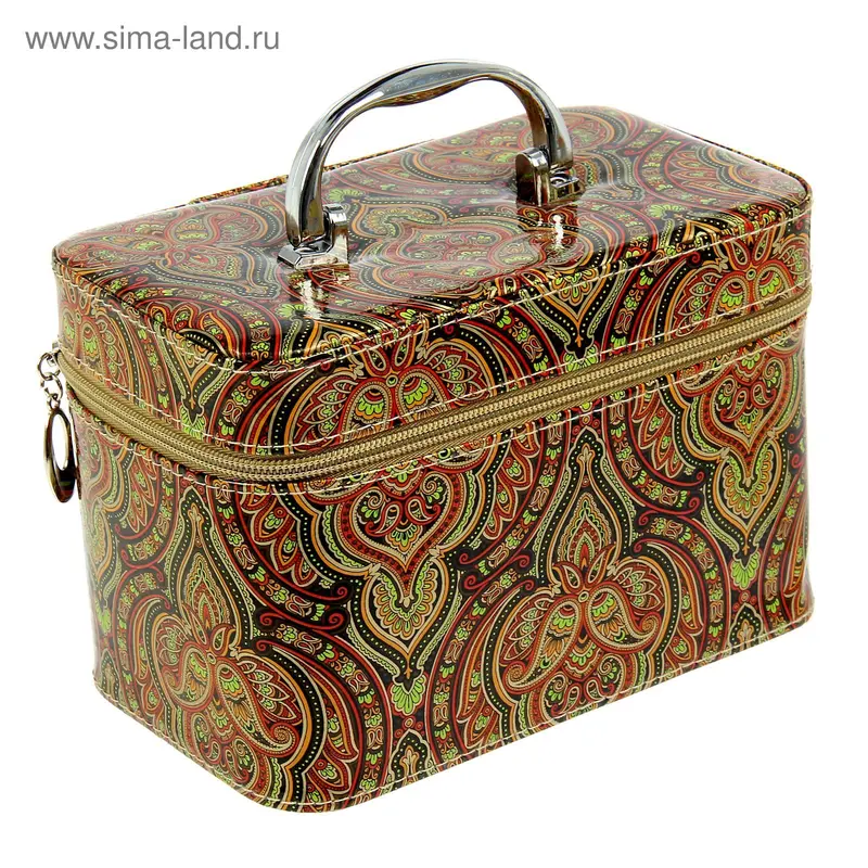 Шкатулка кожзам с зеркалом "Охра" 20х12,5х14 см