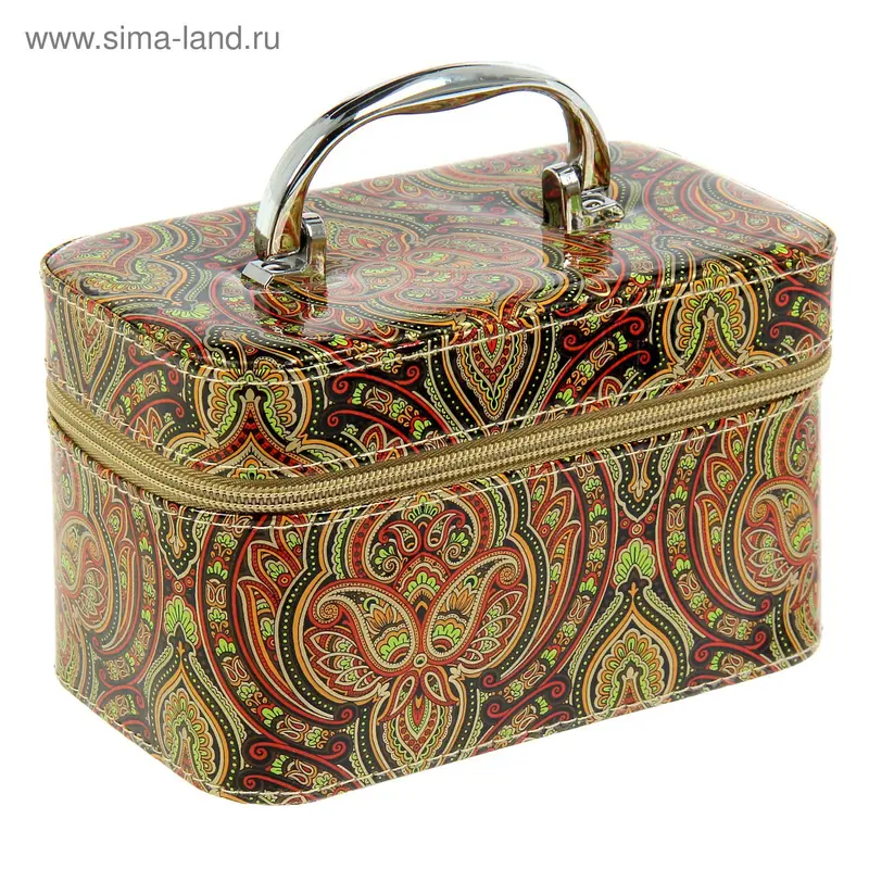 Шкатулка кожзам с зеркалом "Охра" 17,5х11х11 см