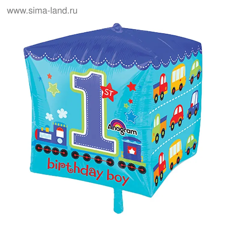 Шар фольгированный 15" "1-й день рождения! Мальчик", 3D