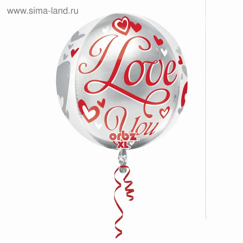 Шар фольгированный 3D СФЕРА 16" "I Love You Сердца парящие" АГ