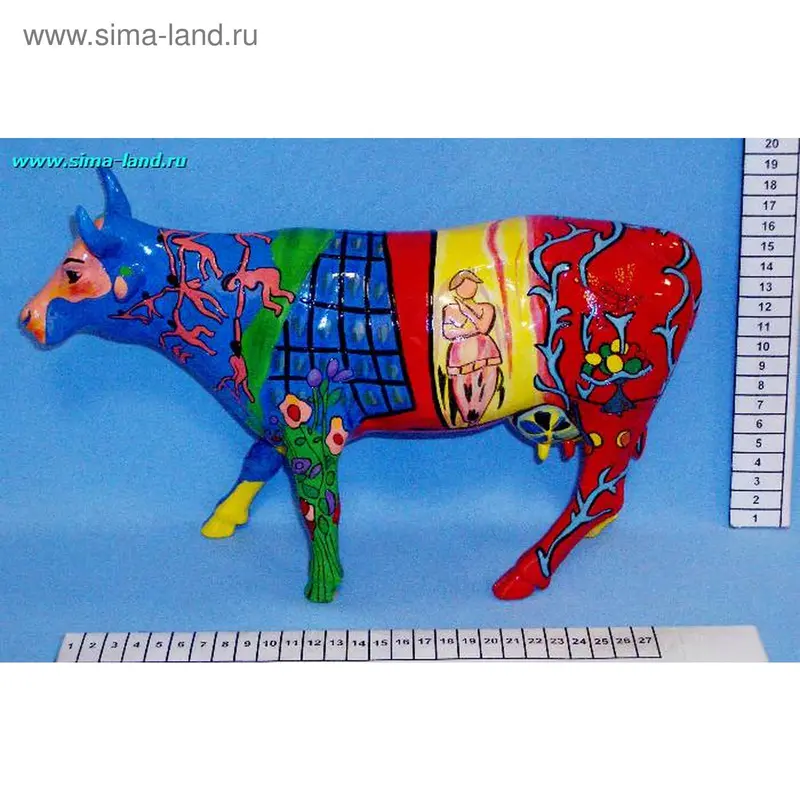 полистоун корова роспись 30*18см 1вид (танцы) (бокс 6 шт)
