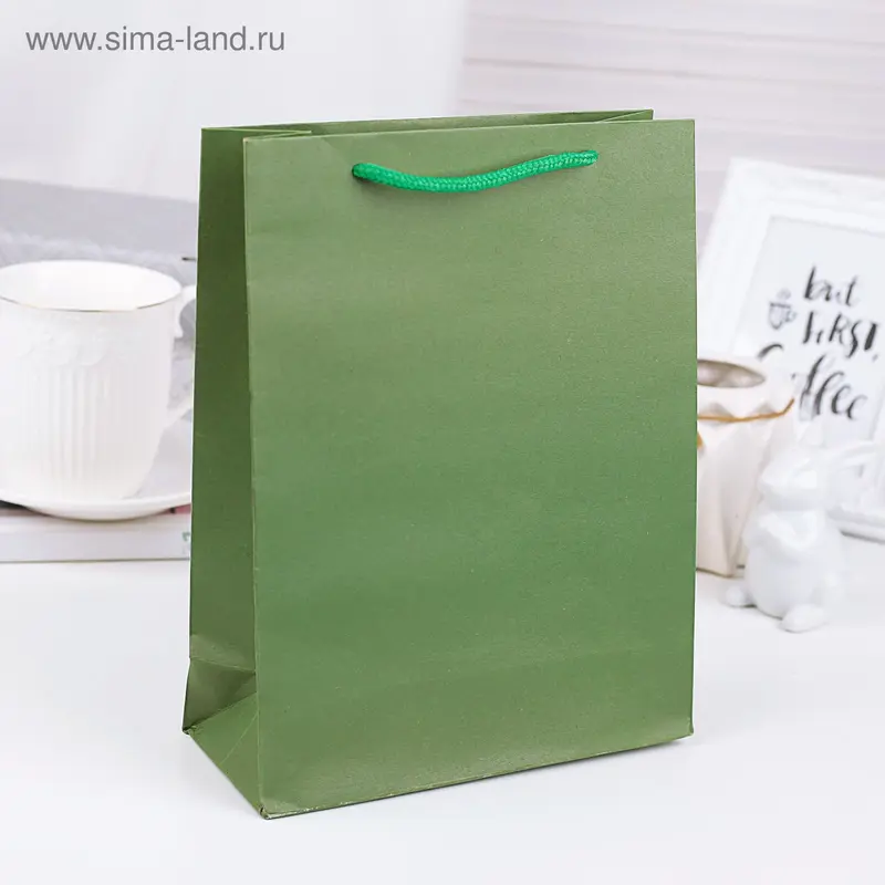 Пакет крафт зелёный, 24 х 33 х 8,5 см
