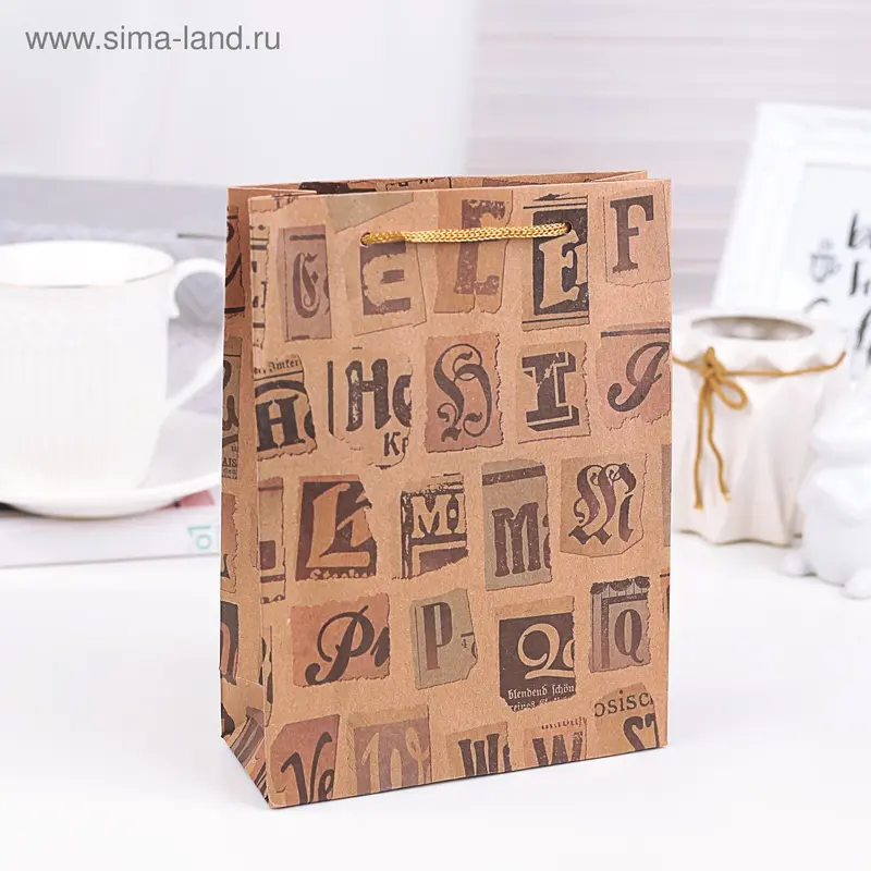Пакет крафт "Буквы", 31,5 х 41,5 х 9,5 см