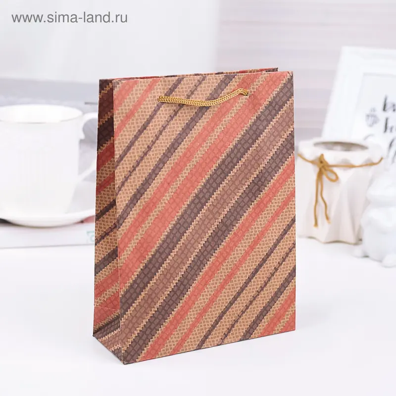 Пакет крафт "Полоска", 31,5 х 41,5 х 9,5 см