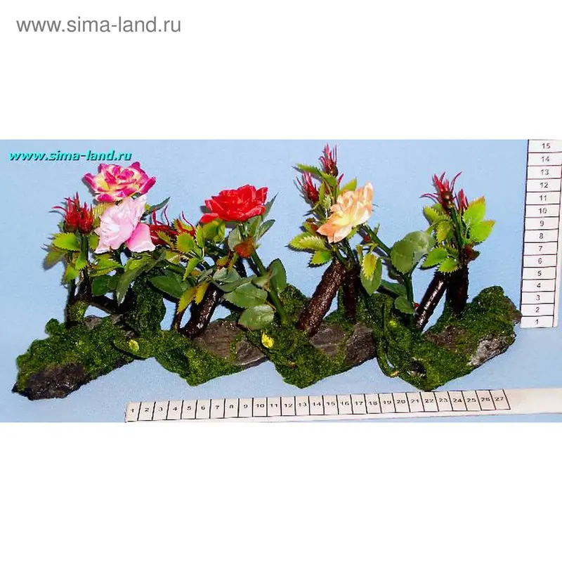 композиция 265 роза на камне 18см (бокс 120 шт) мин 2 шт