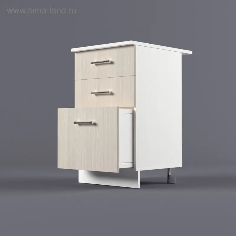 Шкаф напольный 850*500*600 3 ящика Дуб Сонома
