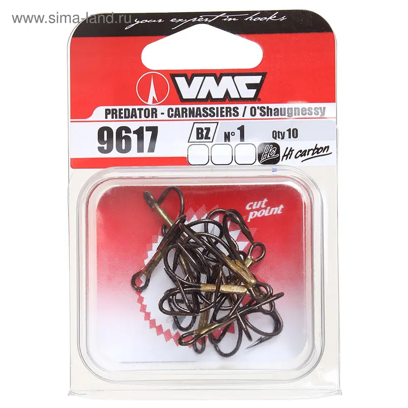 Крючки тройные VMC 9617 BZ № 1, набор 10 шт
