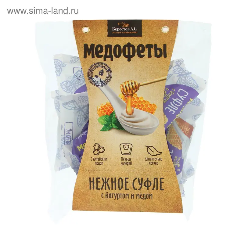 Медофеты Берестов А.С. суфле с йогуртом и мёдом, пакет, 150 гр