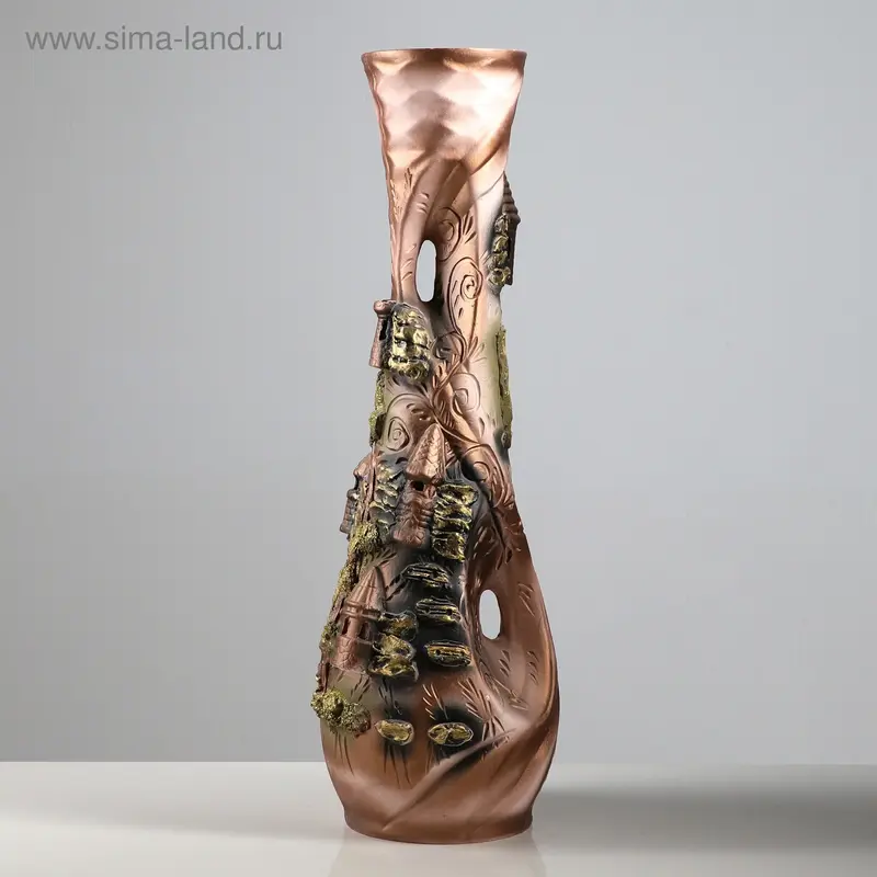 Ваза напольная "Фиона" кракелюр, чёрная, микс