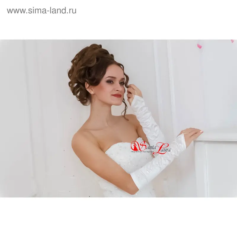 Перчатки с бисером, белые, размер 40 — 44