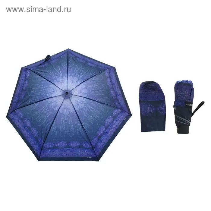 Зонт механический "Орнамент", R=53см, цвет синий