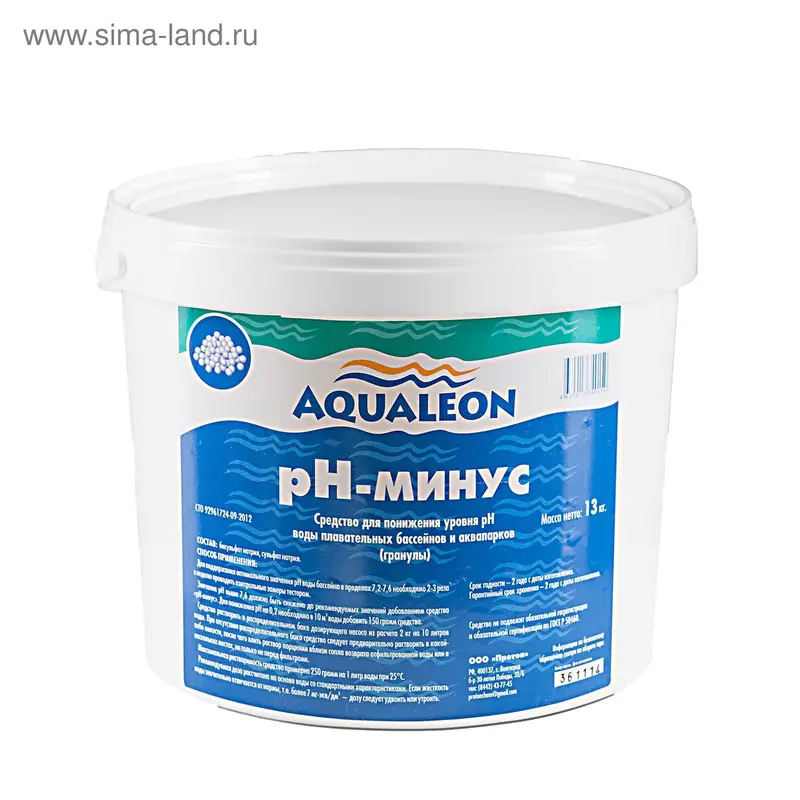 Регулятор pH-минус Aqualeon гранулы, 13 кг