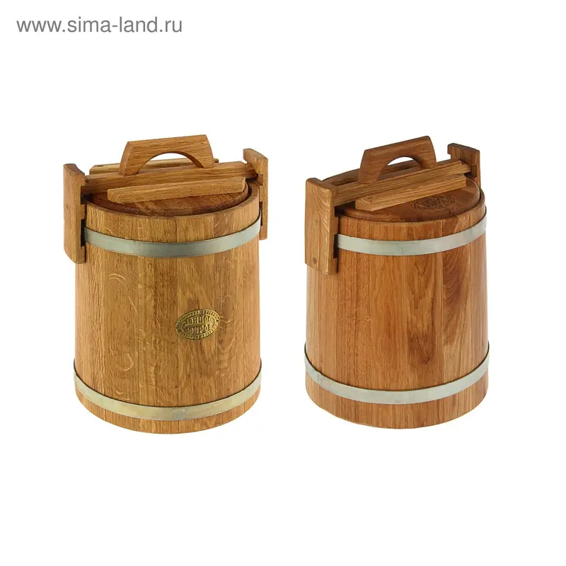 Кадка дубовая, 10л, нержавеющий обруч, с крышкой