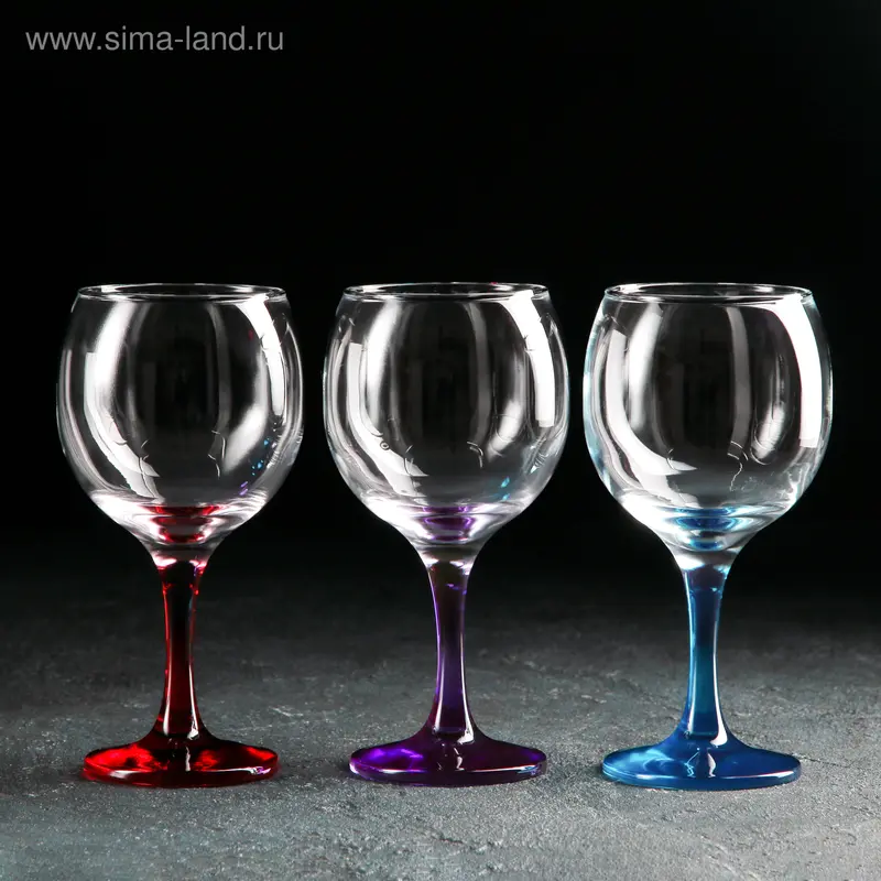 Набор бокалов для вина Enjoy, 290 мл, 3 шт, цвет МИКС