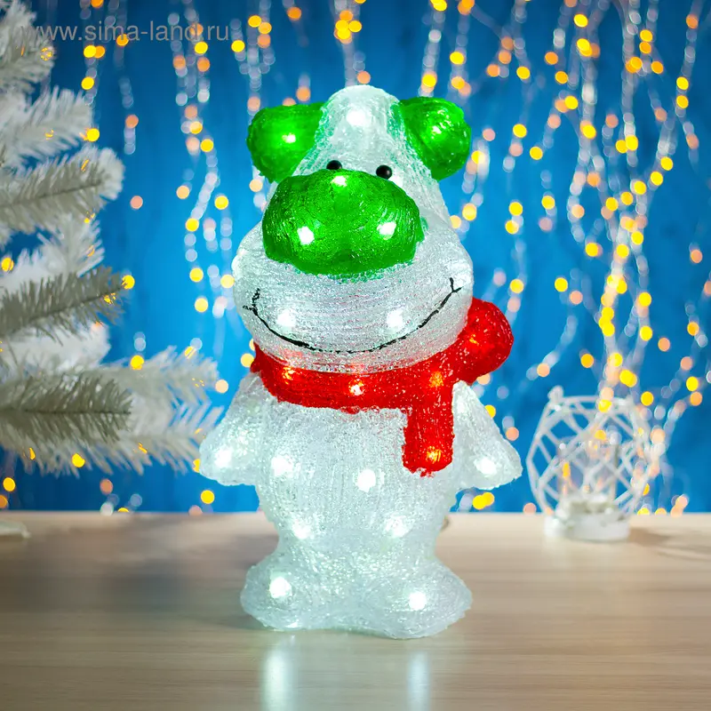 Фигура акрил. "Собачка" 25х20х41 см, 30 LED, 8 режимов, 220V, БЕЛЫЙ