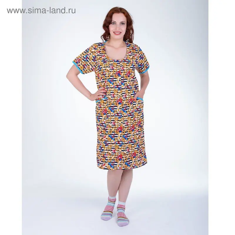 Халат женский на пуговицах арт.а25-2ss МИКС, р-р 46
