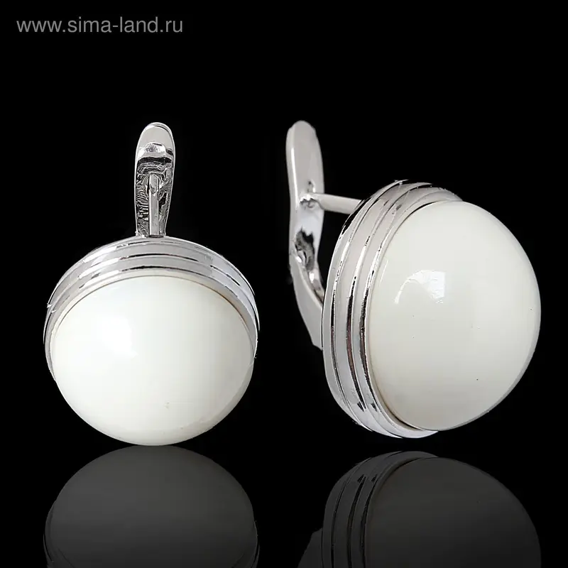 Серьги «Бамбузе», цвет белый в серебре