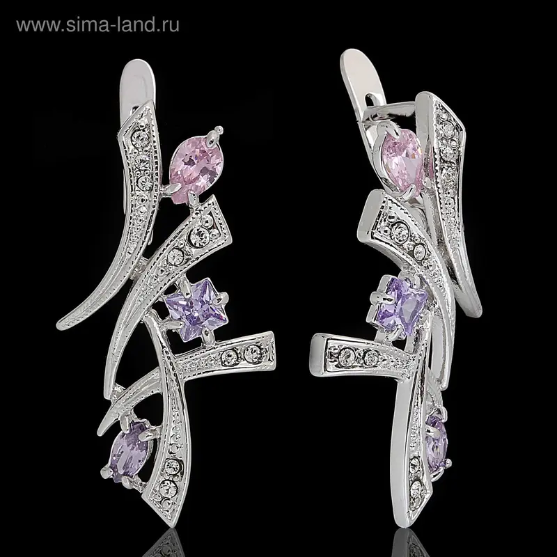 Серьги «Комильфо», цветное в серебре