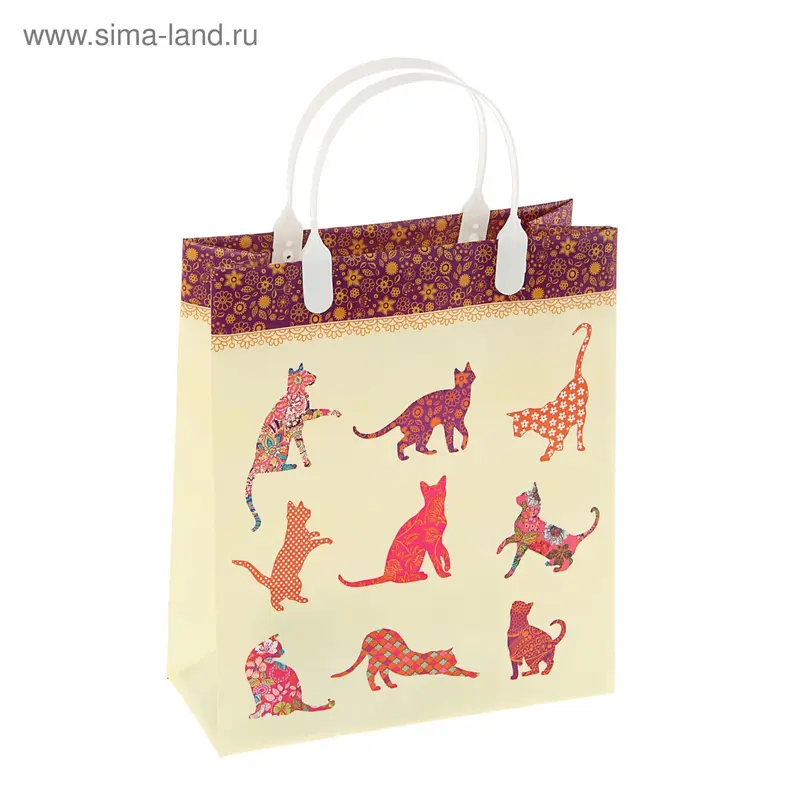 Пакет "Кошки", мягкий пластик, 27 х 22.5 х 9 см