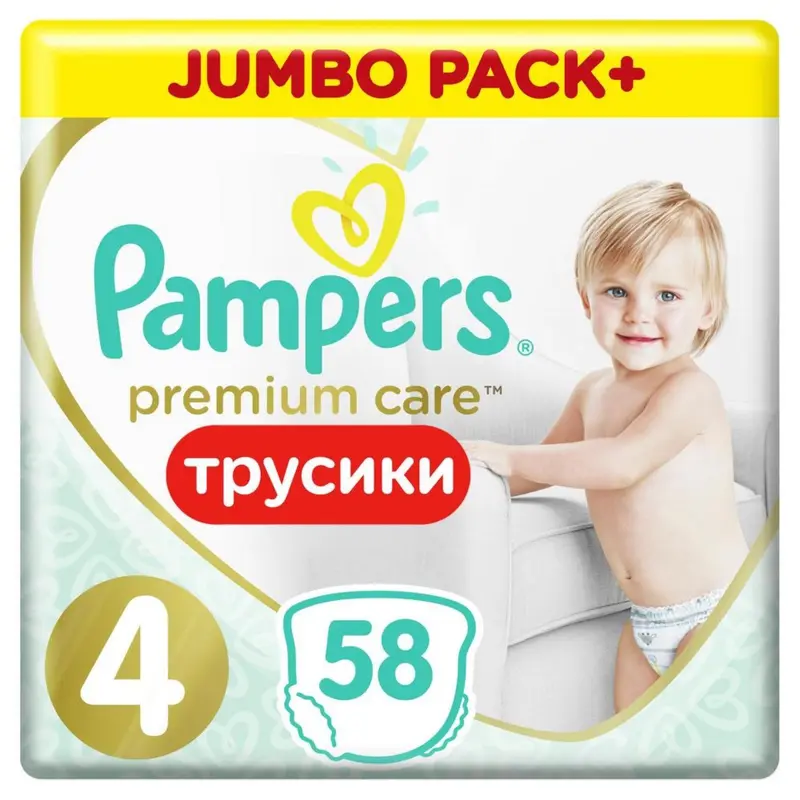 Подгузники-трусики Pampers Premium Care размер 4, 58 шт