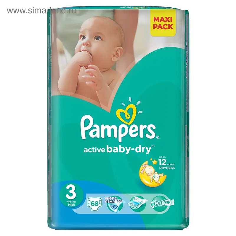 Подгузники Pampers Active Baby 3 Midi 4–9 кг, 68 шт
