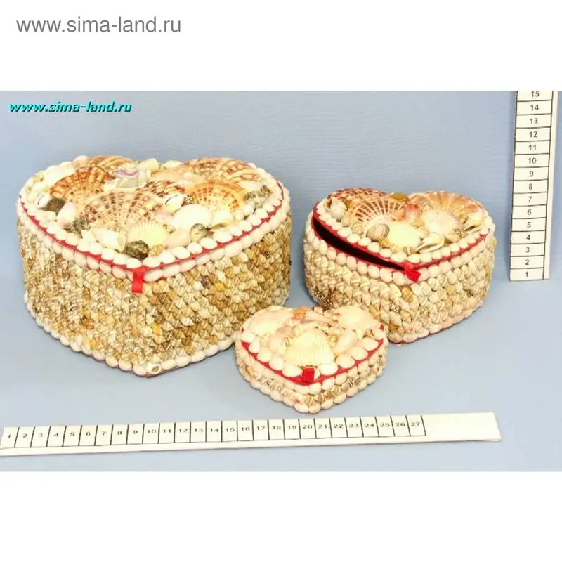 шкатулка ракушка н-р 3в1 сердце (бокс 60 шт)