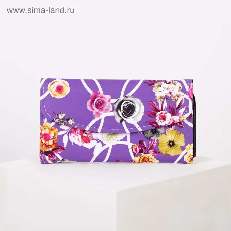 Кошелёк женский, 2 отдела на клапане, цвет сиреневый