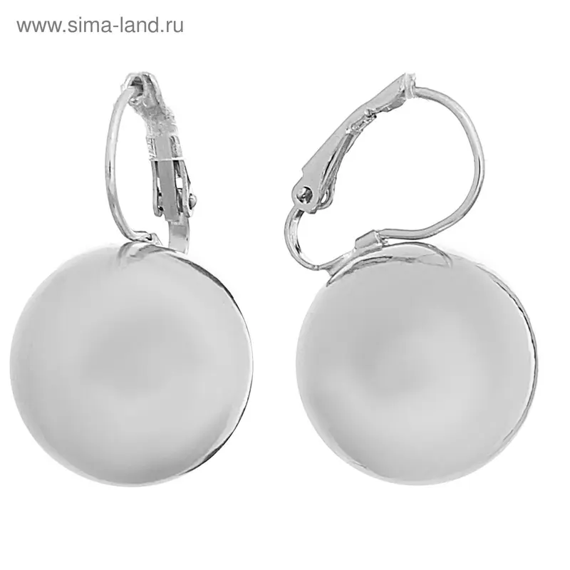 Серьги металл «Шар» крупный, цвет серебро