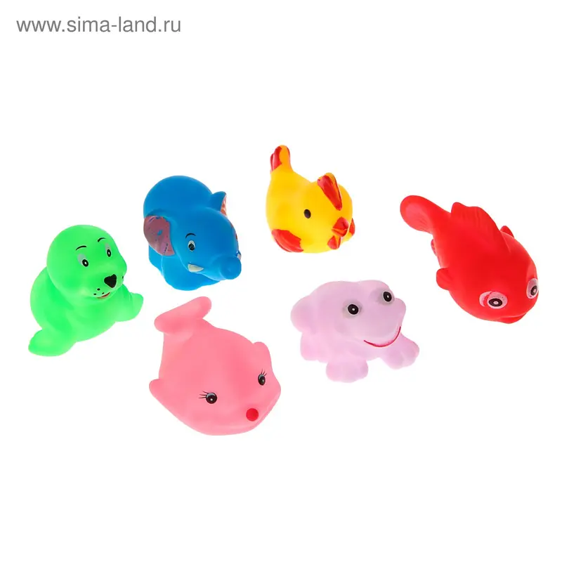 Набор игрушек для купания "Зверята", 6 шт