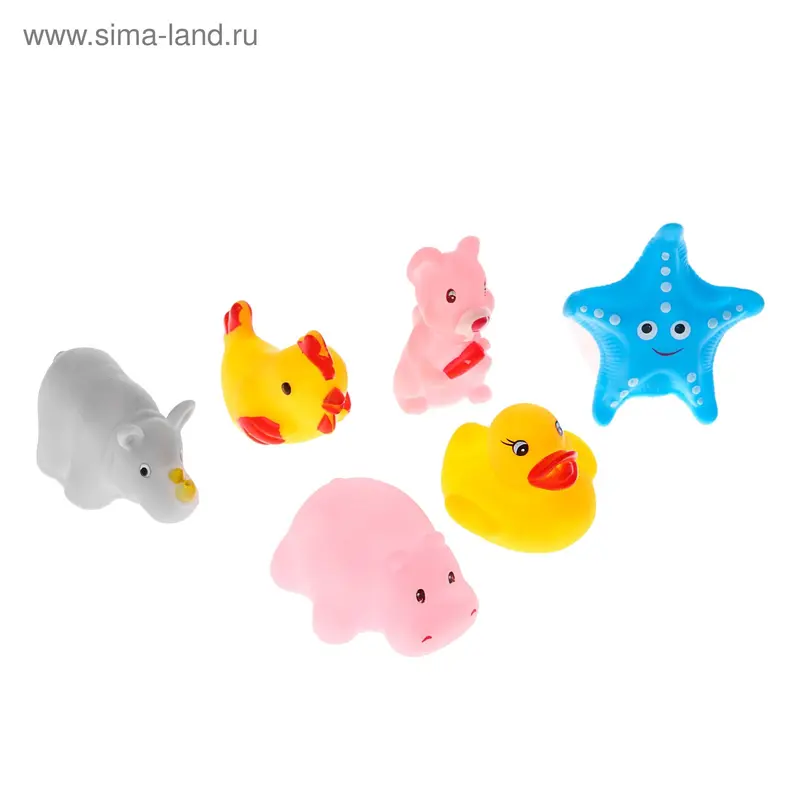 Набор игрушек для купания "Зверята", 6 шт