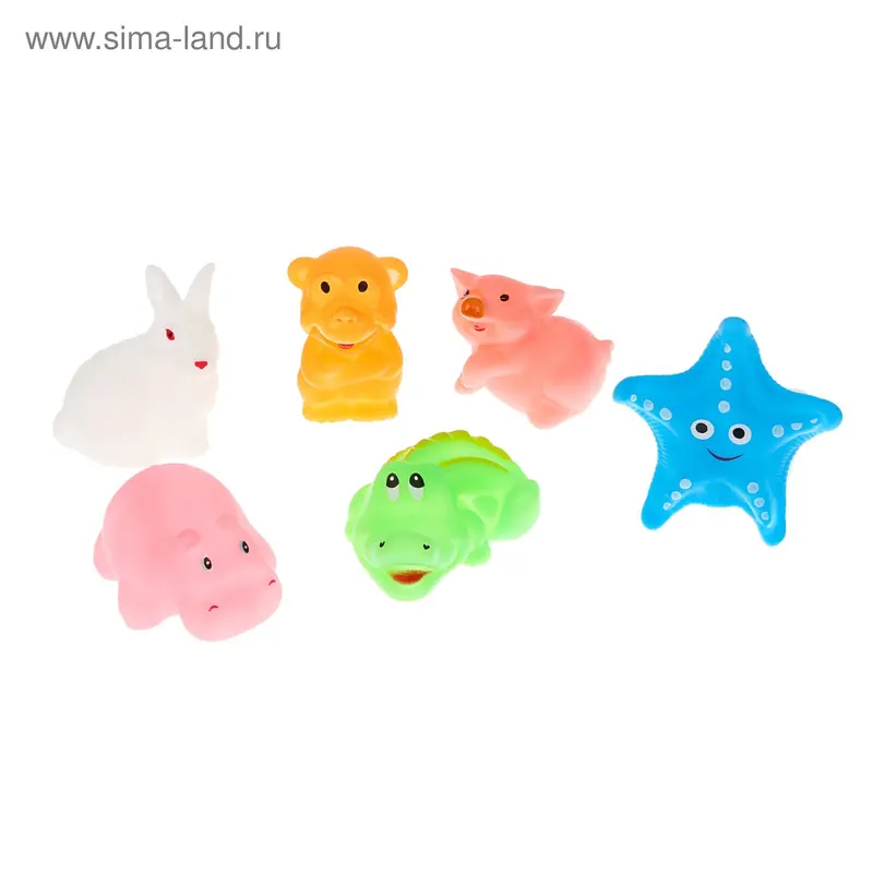 Набор игрушек для купания "Зверята", 6 шт