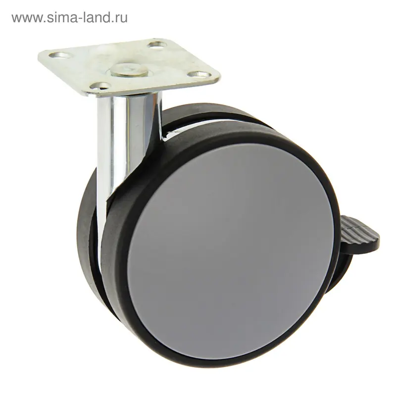 Колесо мебельное 301А, d=82 мм, с тормозом, серое