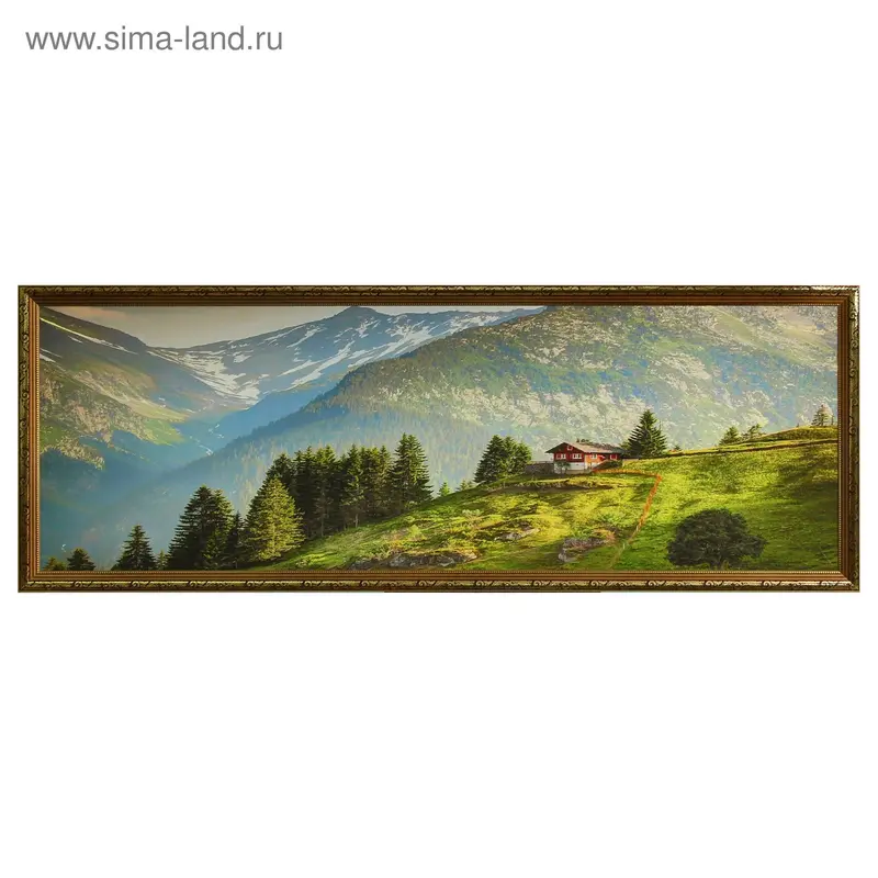 Картина "Домик в горах" 57*157 см