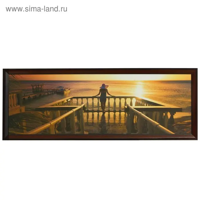 Картина "Дама и закат" 40*120 см