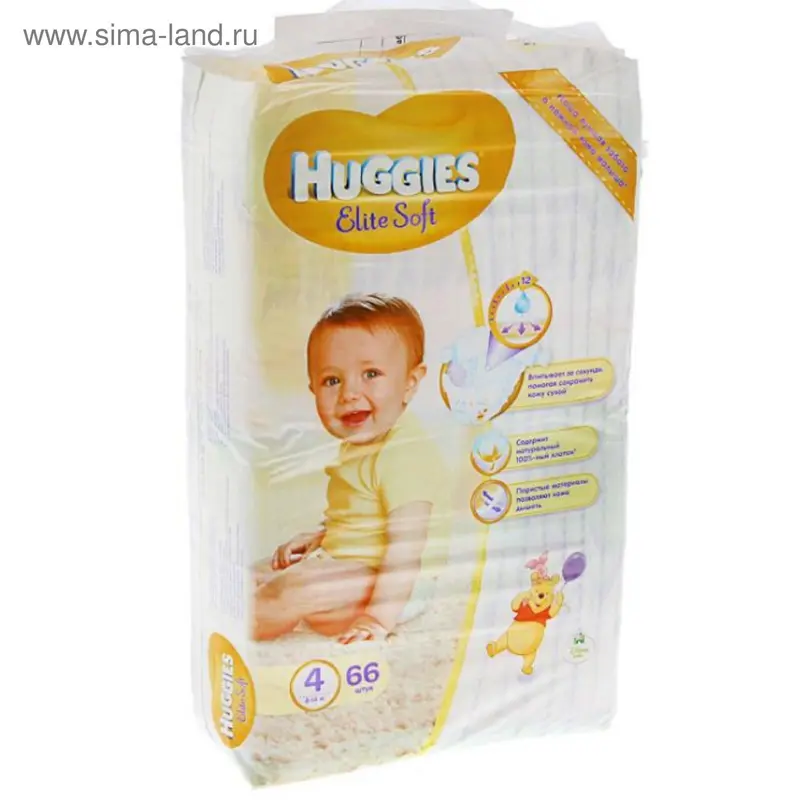 Подгузники Huggies Elite Soft размер 4 (8-14 кг), 66 шт