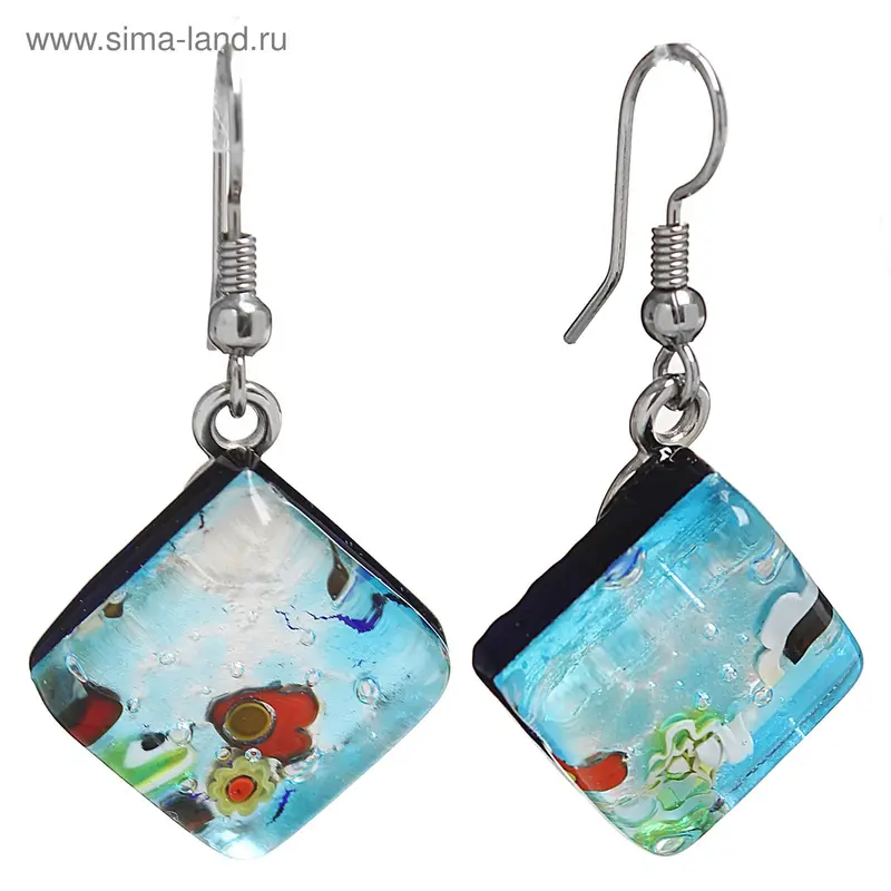 Серьги Fusione, небо, ромбы
