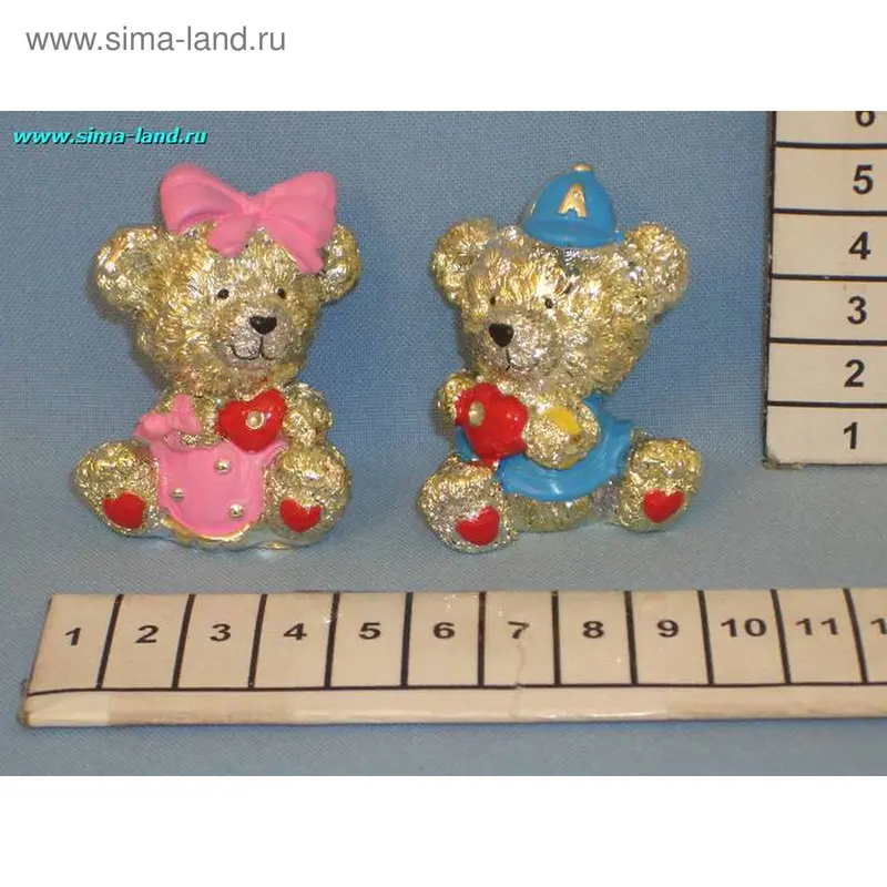 полистоун мишка серебро 5см (2 шт) (бокс 288 шт)