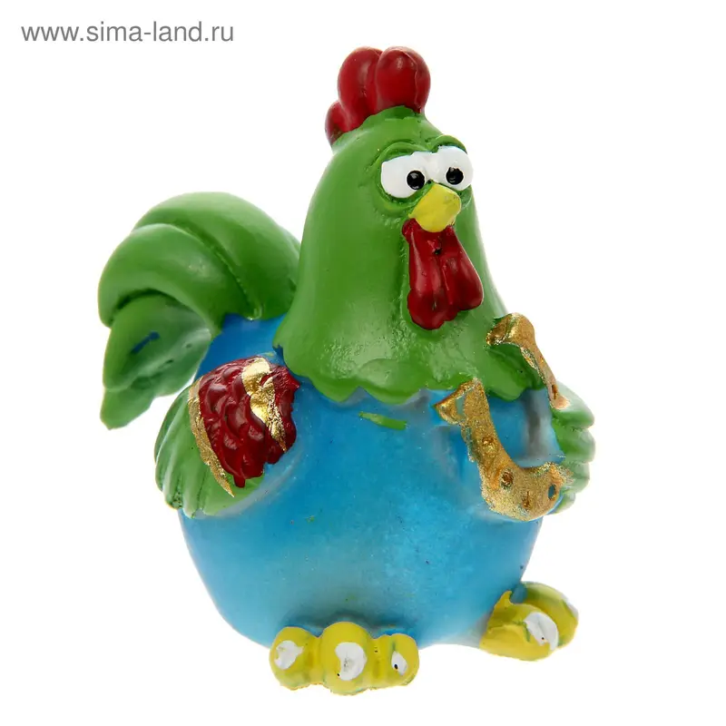 Фигурка полистоун "Курочка с золотой подковой" 5х5 см