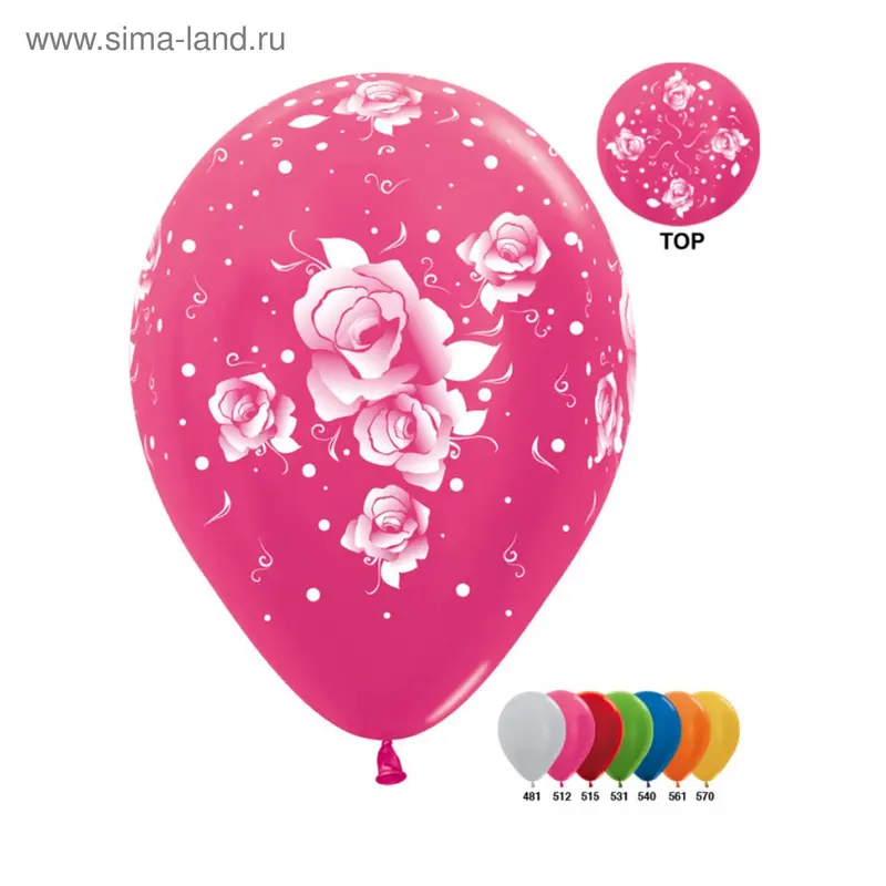 Шар латексный 12" "Розы", перламутр, металл, набор 12 шт., цвета МИКС