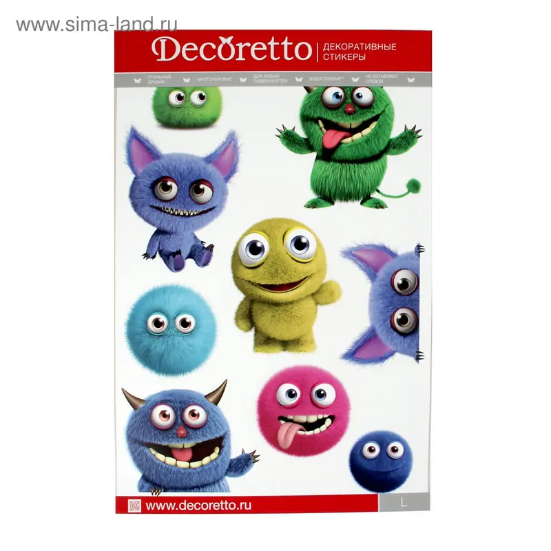 Наклейки Decoretto "Пушистые чудики" 35х50 см